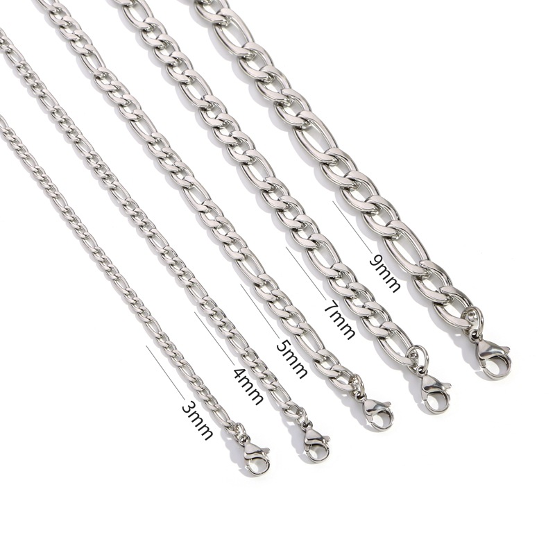 figaro chain 3mm/4mm/5mm/7mm/9mm stainless steel nk3:1 cuban necklace vacuum color-preserving electroplating Application Scenario