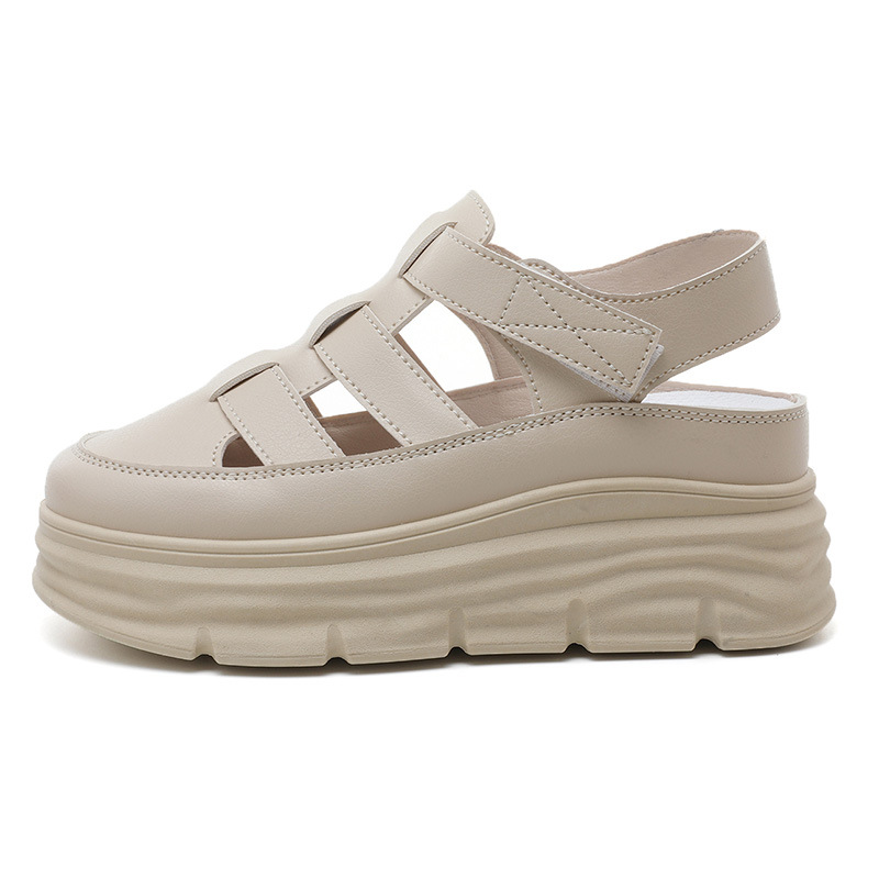 w3691 closed toe sandals women's summer 2025 new popular fried street roman style hollow-out pig cage platform platform shoes full figure