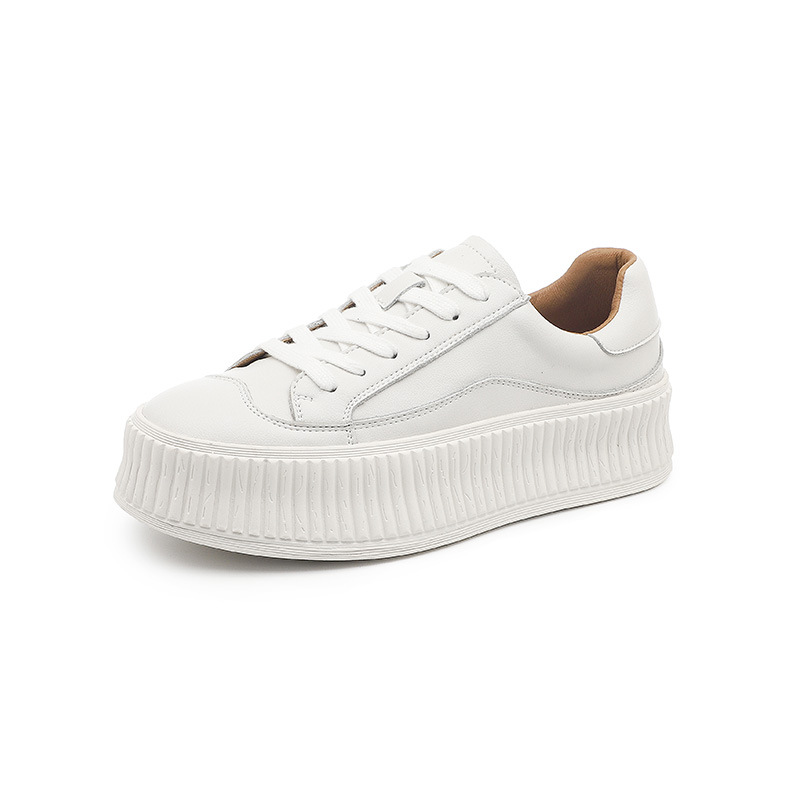 grape mom soft leather white shoes for women 2025 spring increased biscuit shape shoes platform shoes women's sports casual sneakers wholesale full figure