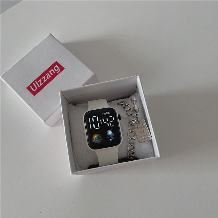 internet celebrity space electronic watch junior high school college style universal student square led watch children waterproof electronic watch full figure