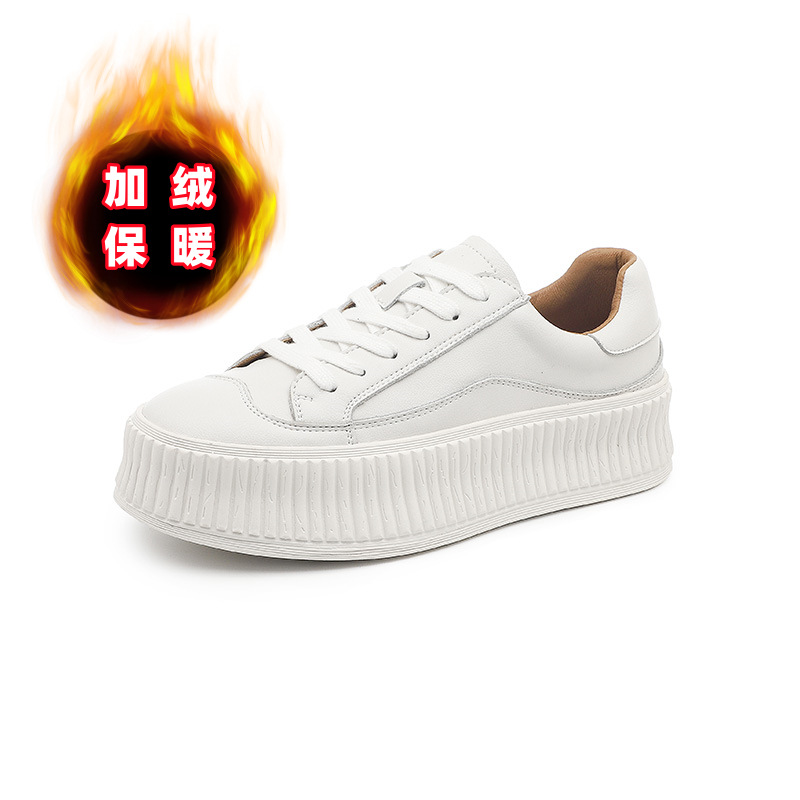 grape mom soft leather white shoes for women 2025 spring increased biscuit shape shoes platform shoes women's sports casual sneakers wholesale undefined