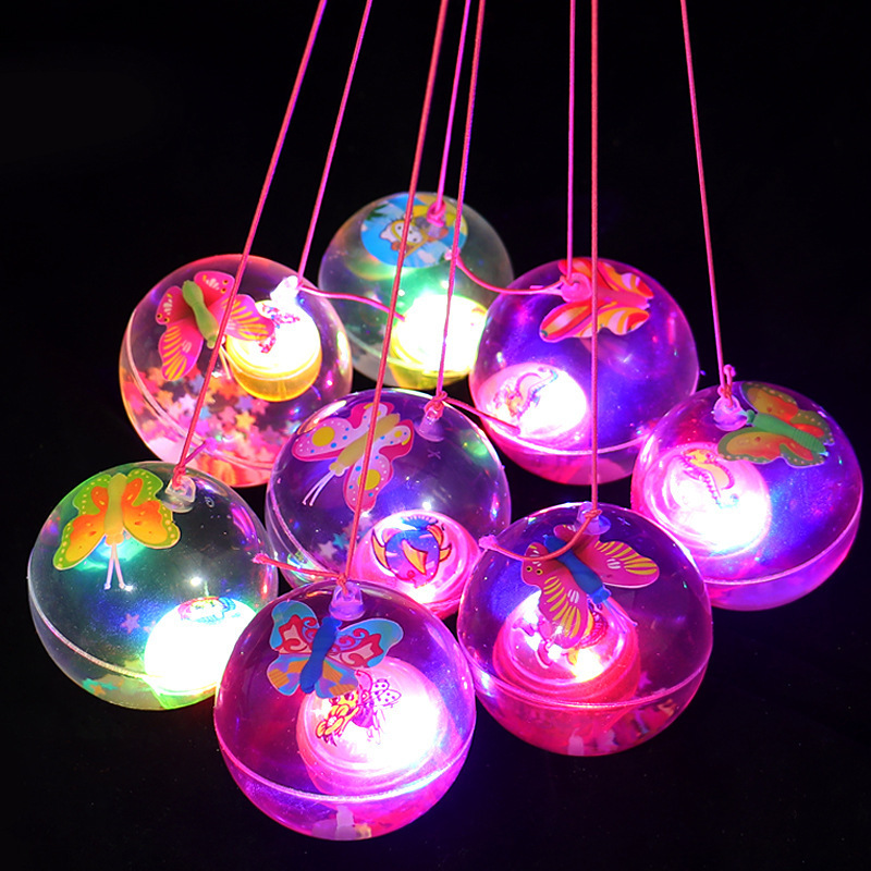 super cool ribbon elastic ball gold silk jumping ball flash crystal ball luminous stall toy luminous toy full figure