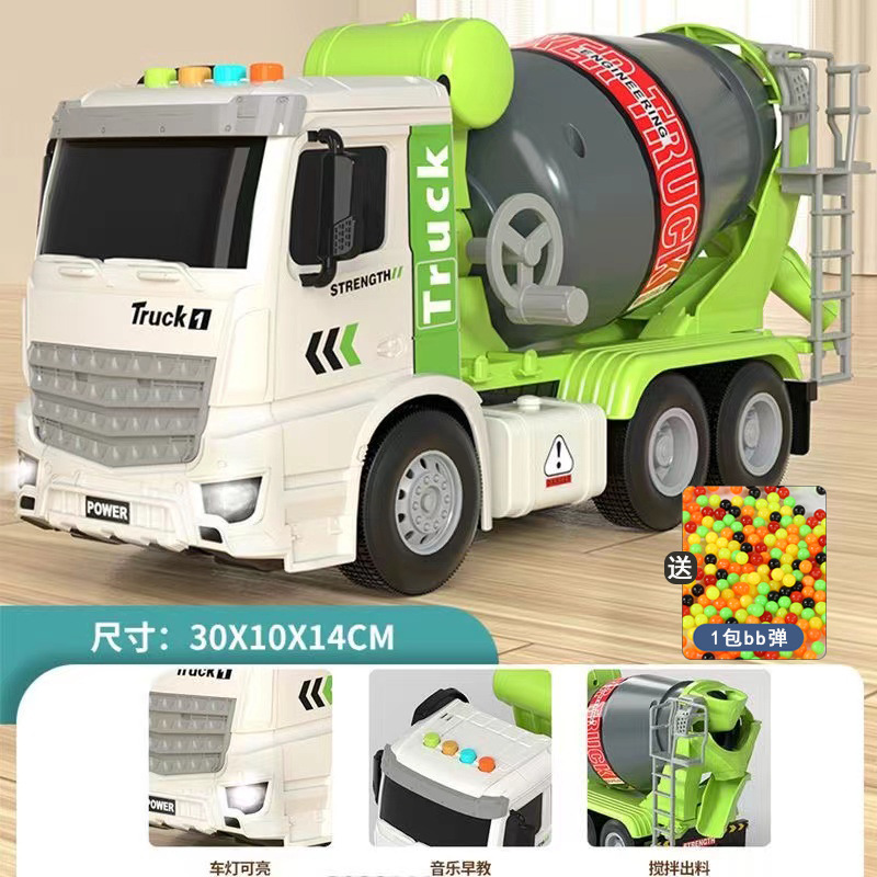 large cementing truck mixer truck discharging engineering vehicle educational inertia car children's toy boy 1-3 years old details Picture