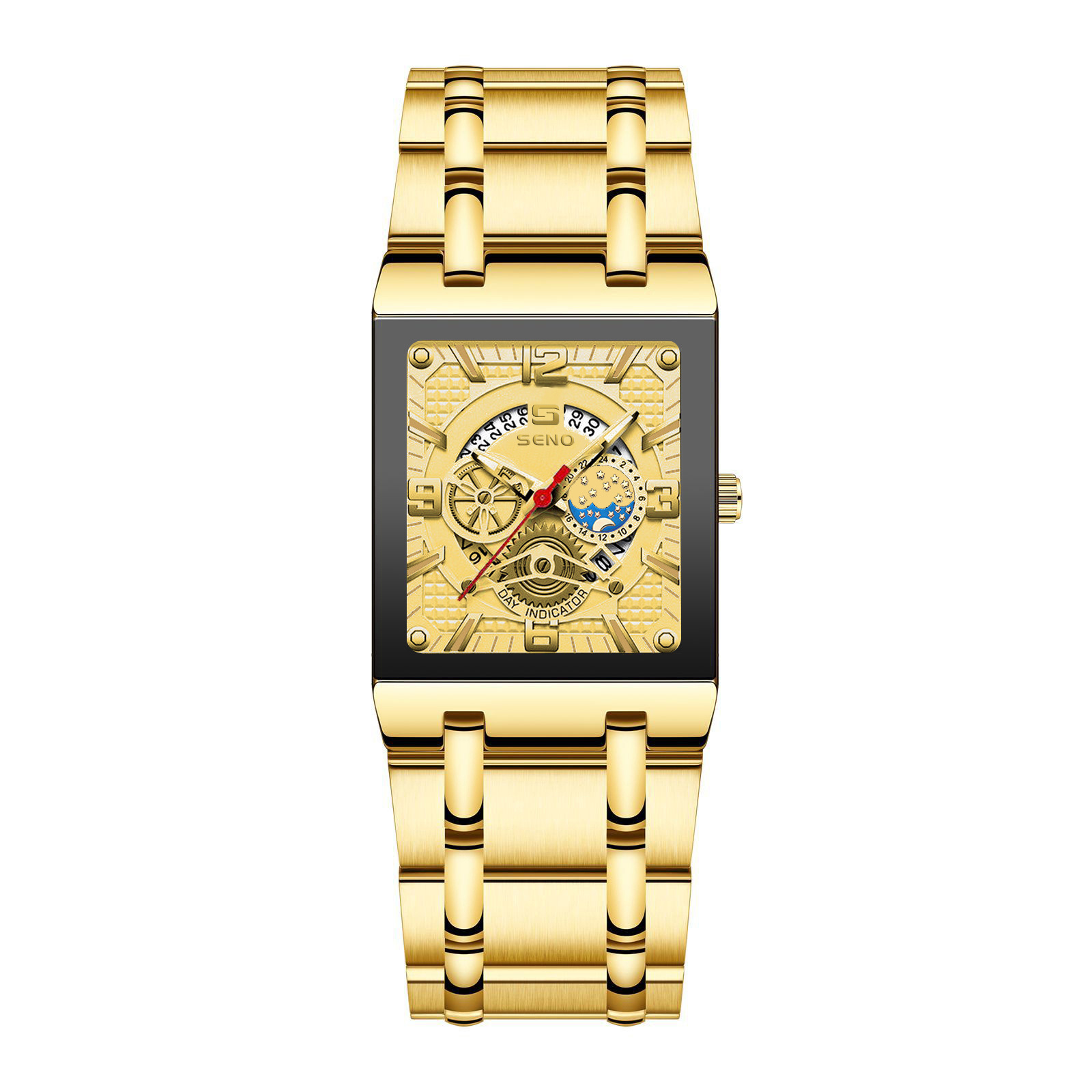 2024 live broadcast small square watch waterproof luminous men's watch alloy watch men's watch manufacturer hollow quartz watch one piece dropshipping full figure