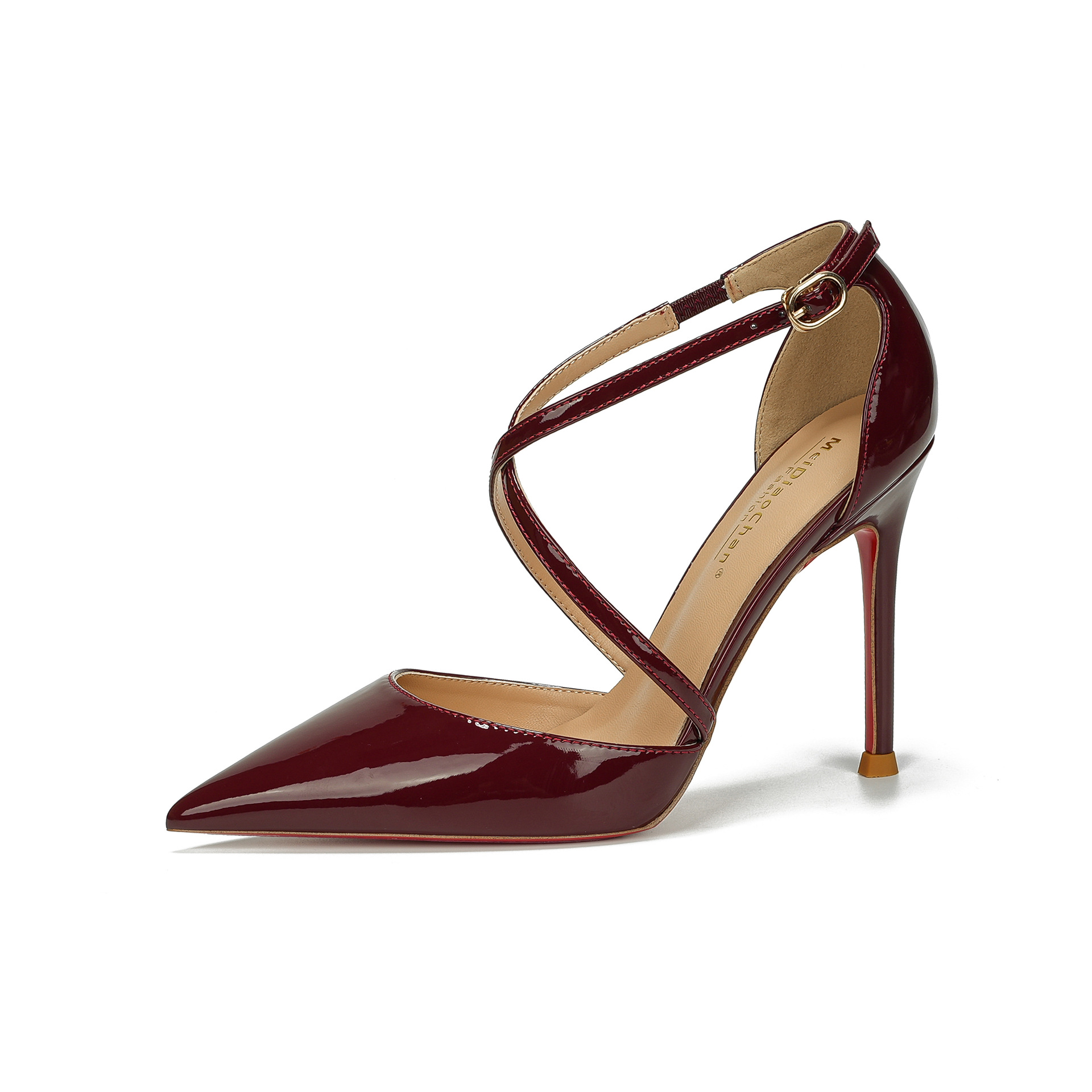 hollow cross strap red bottom sandals pointed-toe stiletto simple sexy party refined stylish and versatile elegant full figure