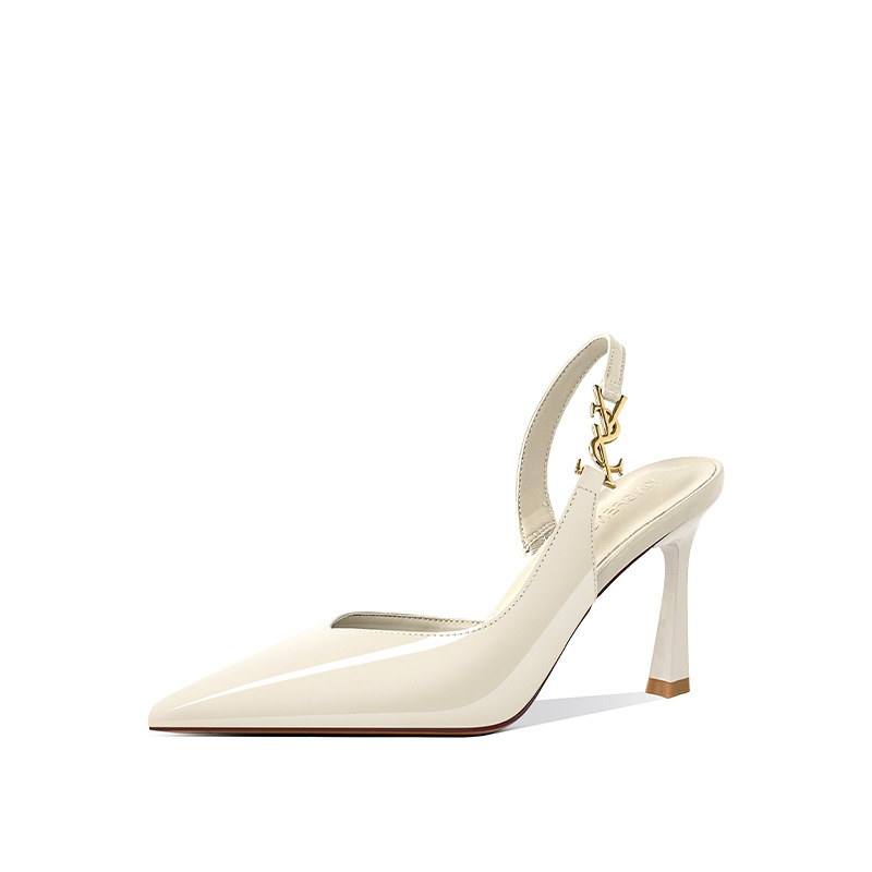 [spot] closed toe sandals for women back strap patent leather all-matching stiletto pointed high heels 2025 spring and summer new Application Scenario