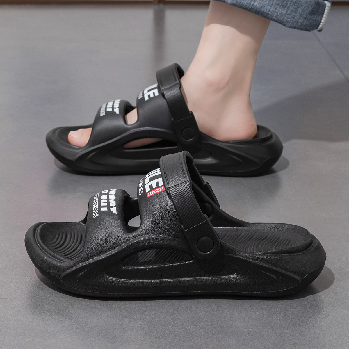 grace sandals men's summer non-slip deodorant new wading driving soft bottom outdoor beach shoes men's high-end slippers Item Picture