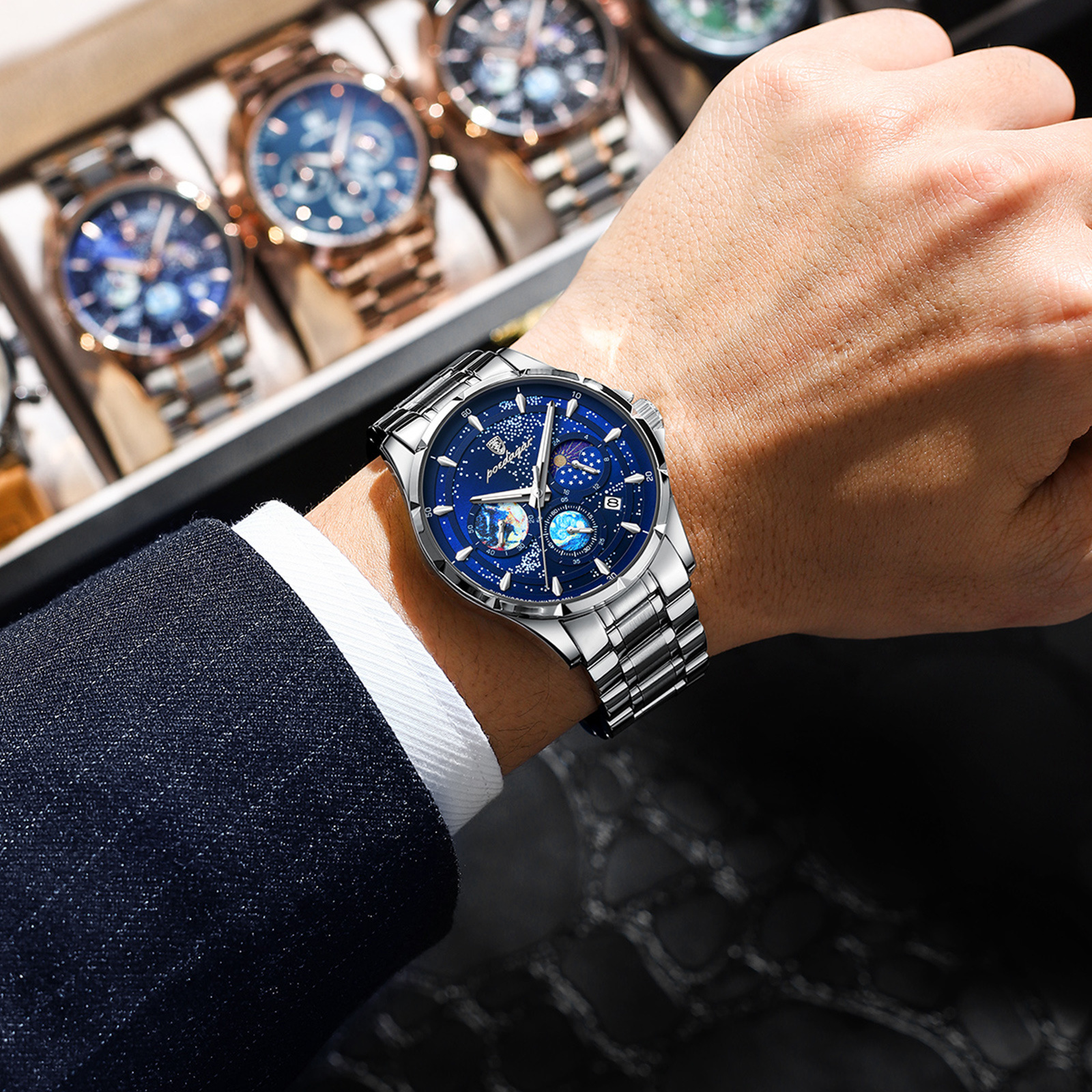 swiss brand new multi-functional luminous men's watch waterproof quartz watch live broadcast foreign trade popular style one piece dropshipping Application Scenario