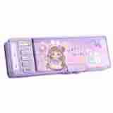 storage box super cute stationery box pencil case smart cartoon pencil double-layer storage box children's password lock large capacity Item Picture
