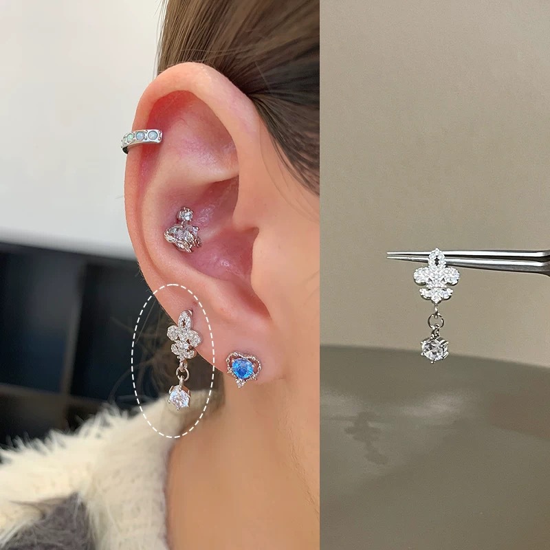 pendant series collection ear bone stud titanium steel screw stud earrings female ear-caring ear ear bone pin earrings Specification drawing