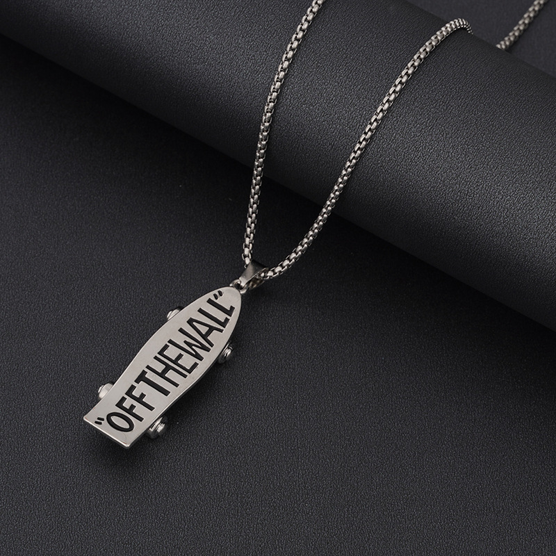 korean style titanium steel hip hop necklace children's fashion hip hop catwalk necklace men and women all-matching sweater chain children's clothing small gift Specification drawing