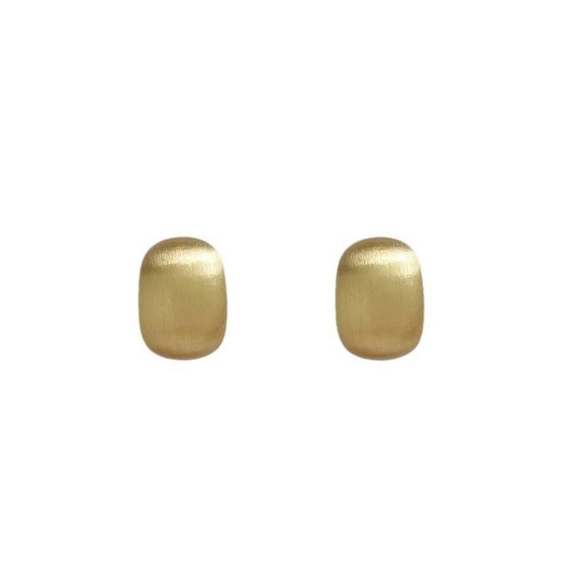 metal brushed curved surface oval earrings female niche popular unique earrings light luxury elegant high sense graceful earrings Item Picture