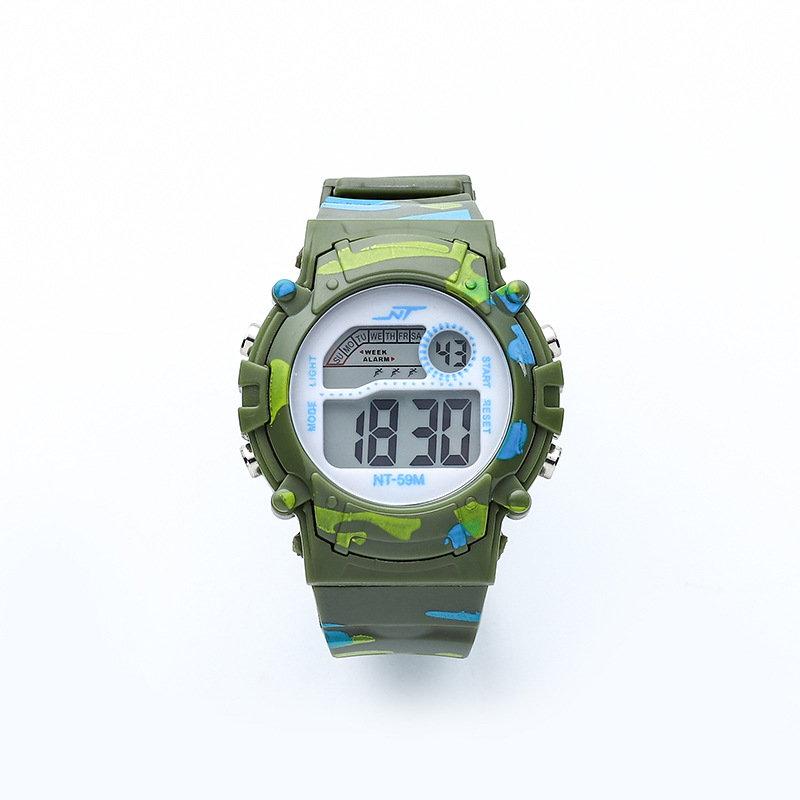 colorful led electronic watch children's outdoor mountaineering sports cross-border foreign trade camouflage luminous large dial student Specification drawing
