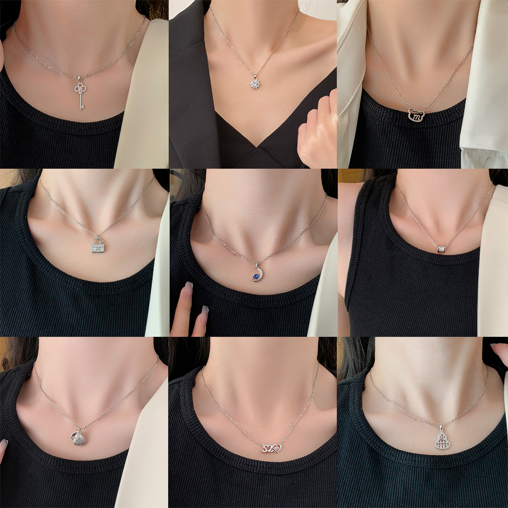 japanese and korean simple and popular ins style titanium steel necklace female niche exquisite internet celebrity zircon clavicle chain high sense ornament Specification drawing