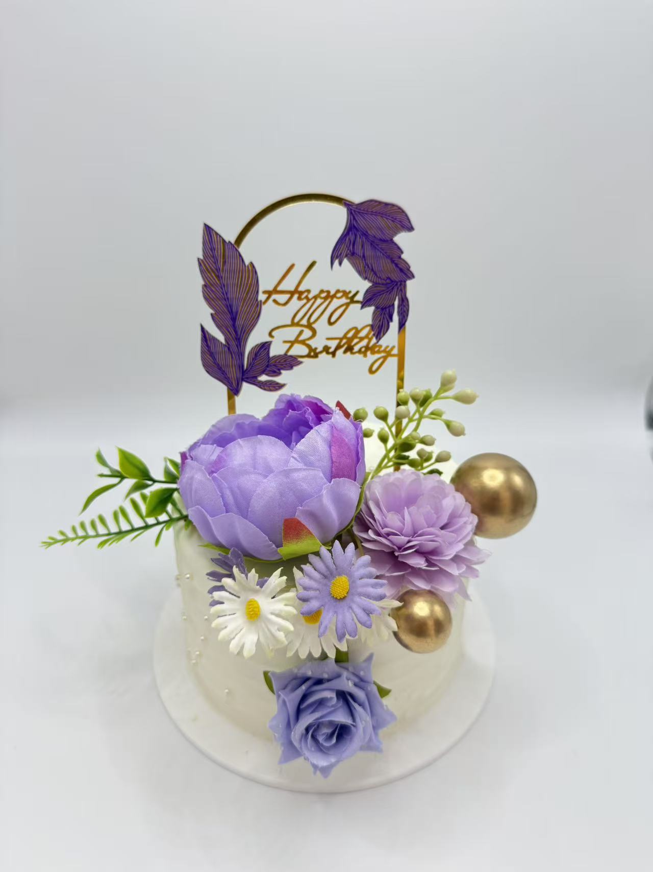 仿真花生日套装插座装饰蛋糕插牌