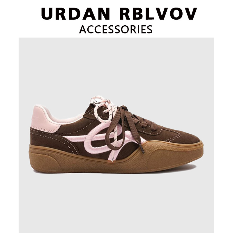 caramel german training shoes 2025 spring new embroidered board shoes female students full figure