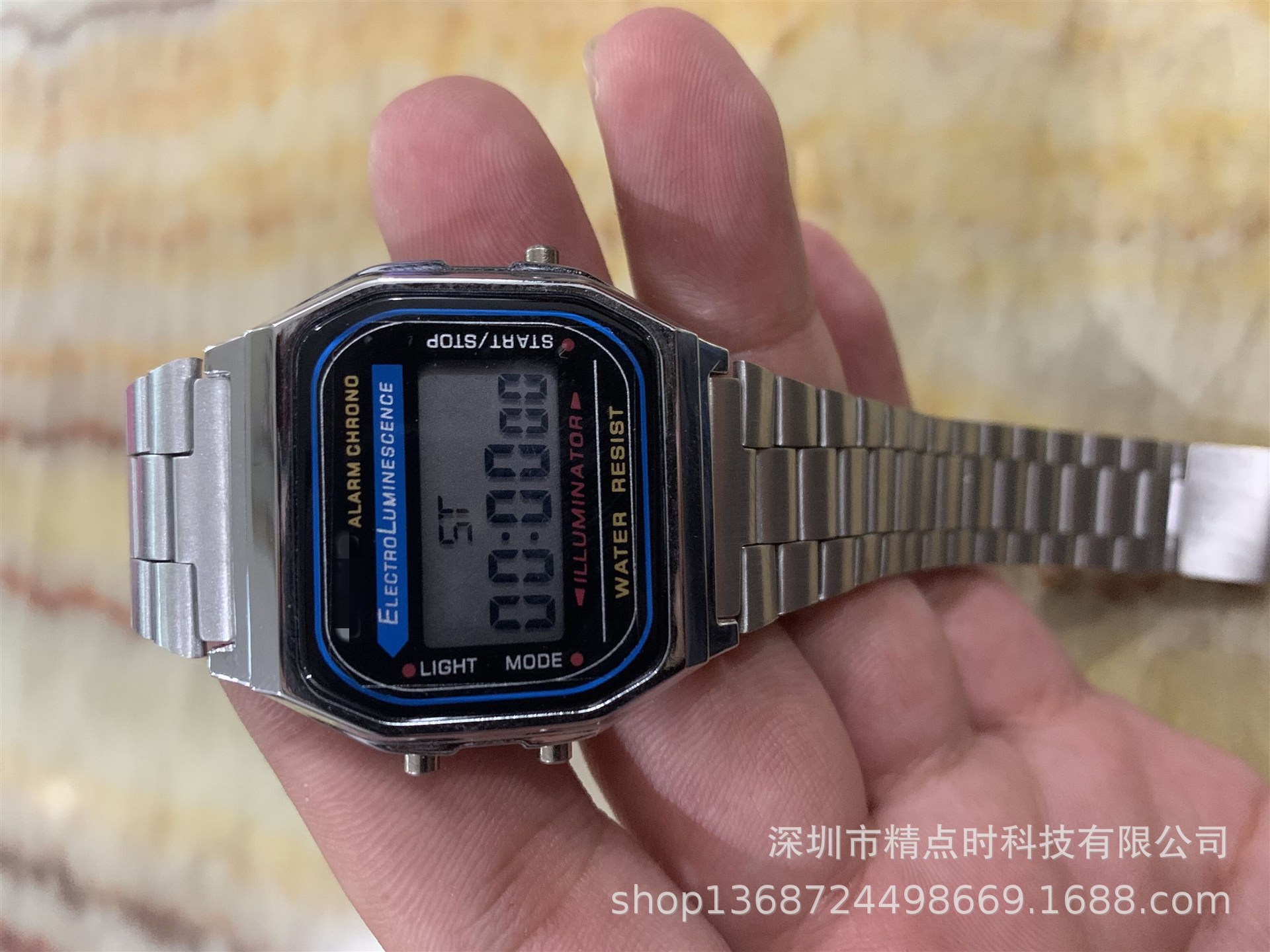 popular retro led digital display timing multi-function sports student electronic watch acrylic mirror 159wa/91 details Picture