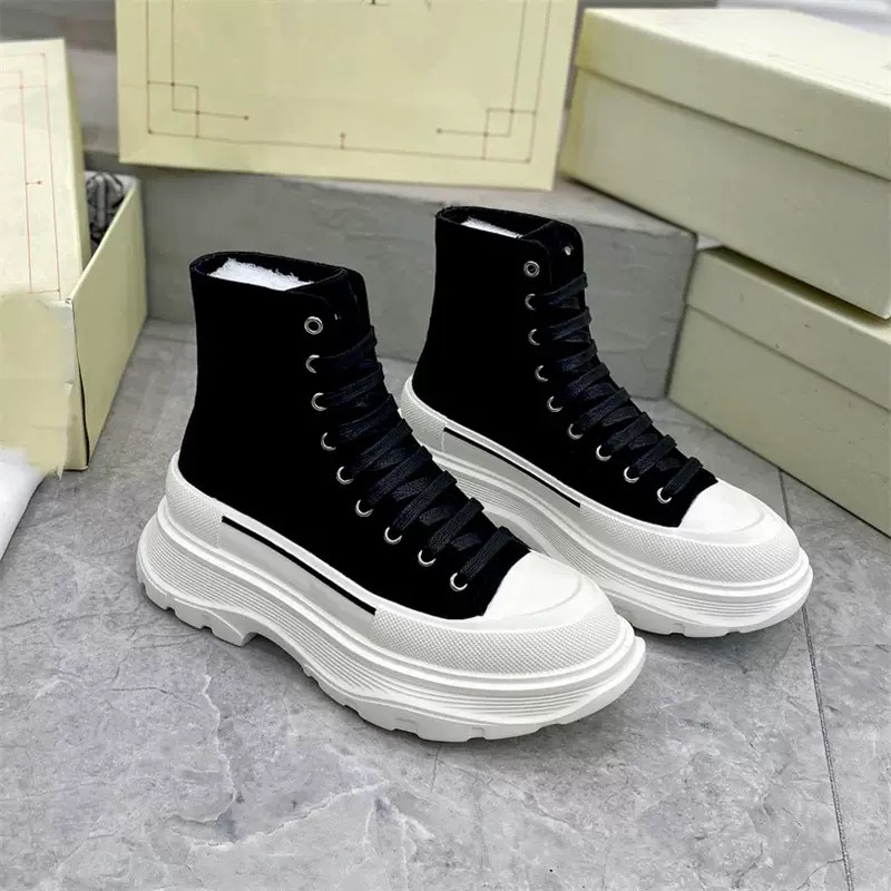 pure original mcqueen canvas shoes for women 2024 spring new muffin height increasing mcqueen platform shoes all-match lace-up white shoes undefined