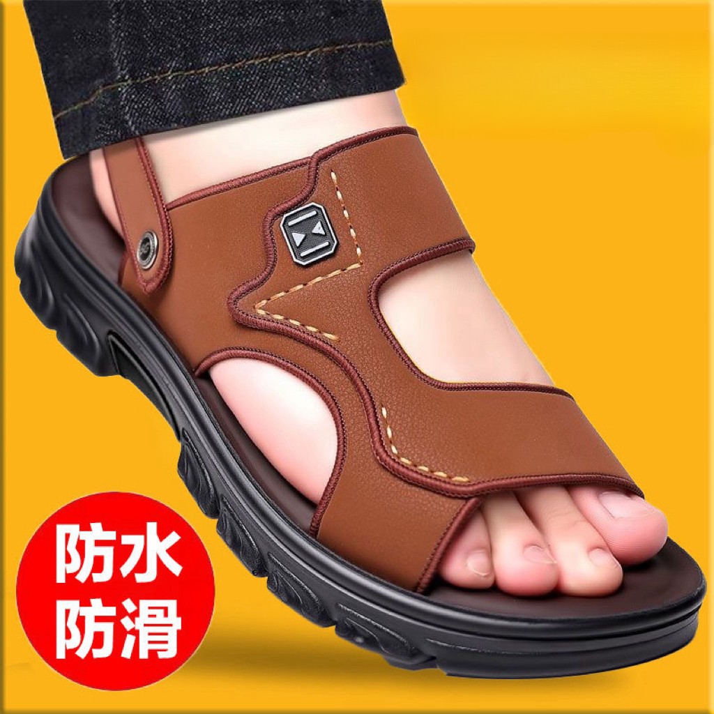 men's faux leather sandals summer 2025 non-slip waterproof outdoor sandals men's men's sandals dual-use sandals Application Scenario