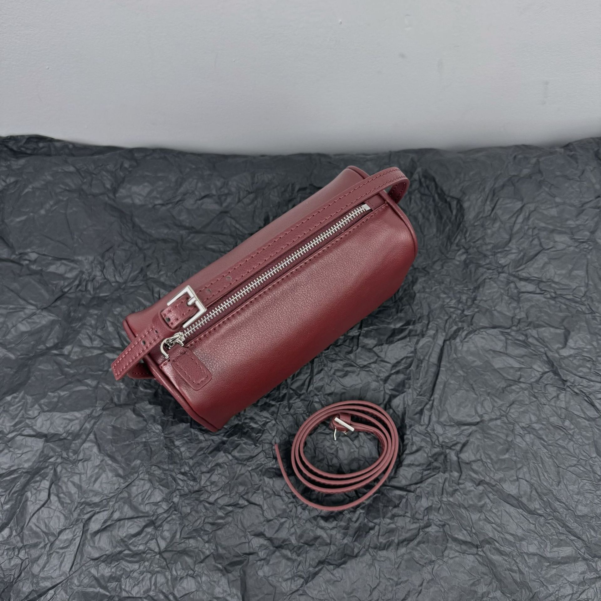 niche row pen holder bag suede leather underarm bag 90s bag mini square pouch leather handbag pencil box Specification drawing