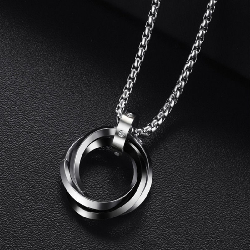 titanium steel no fading trinity ring necklace female men's fashion ins european and american street hip hop sweater chain personal accessories full figure
