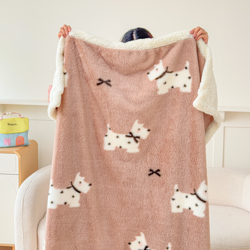 The new rabbit plush blanket, faux lamb wool printed milk wool cover blanket, multi-functional quilt cover blanket and sofa blanket keep you warm pic 7