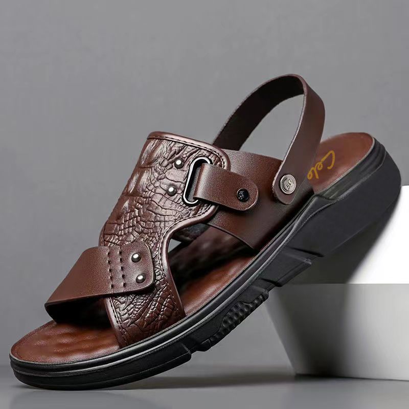 slippers men's summer outdoor non-slip slip-on platform flip-flops outdoor sports driving dual-use beach sandals full figure