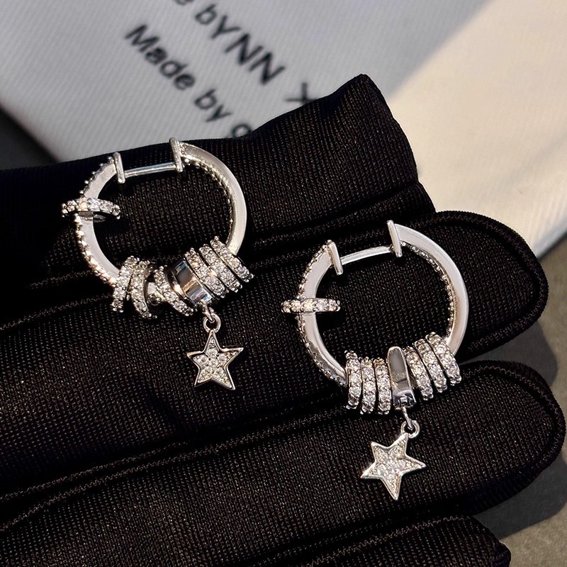 new normcore circle five-pointed star ear clip personality affordable luxury high-grade earrings affordable luxury fashion style graceful earrings full figure