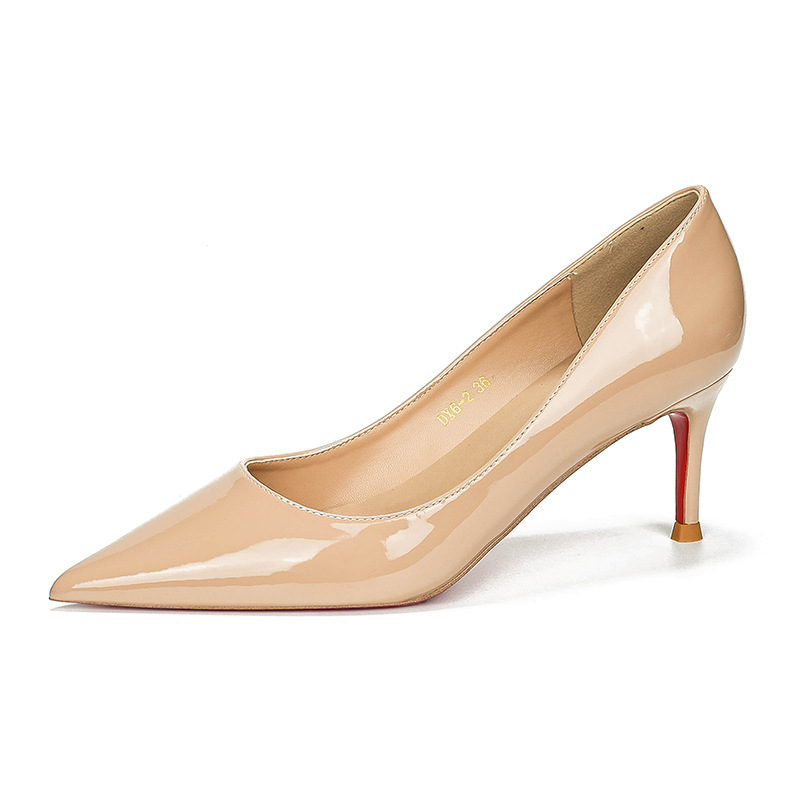 french style red bottom side empty pointed high heels women's stiletto heel autumn and winter low mouth sexy temperament all-match light luxury high-grade undefined