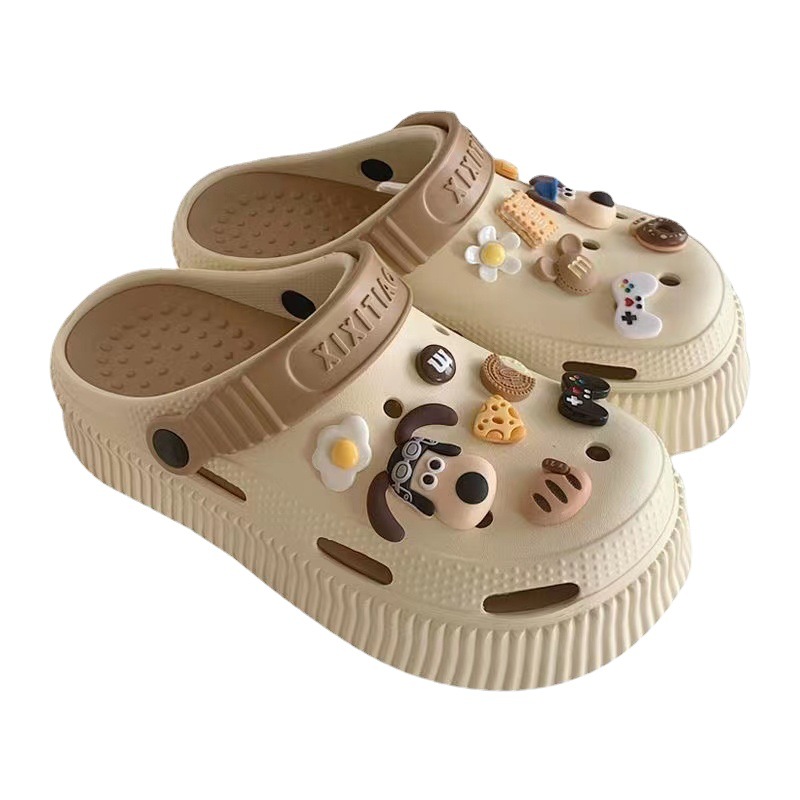 harajuku style stylish height increasing platform coros shoes women's summer soft bottom shit feeling fashion outerwear beach slippers Item Picture