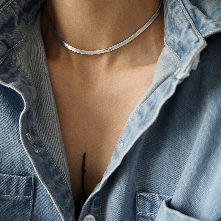 european and american double-layer stacked snake bones chain necklace women's light luxury high-grade personality hot girl all-match blade clavicle chain choker Specification drawing
