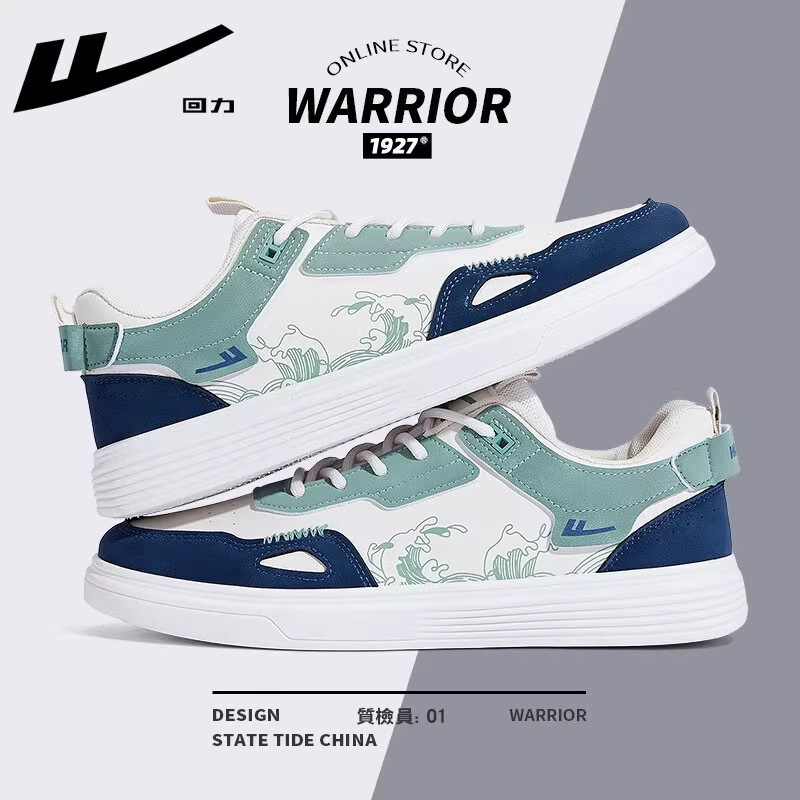 warrior sneakers men's shoes men's shoes white shoes 2025 leather casual autumn and winter new fleece-lined undefined