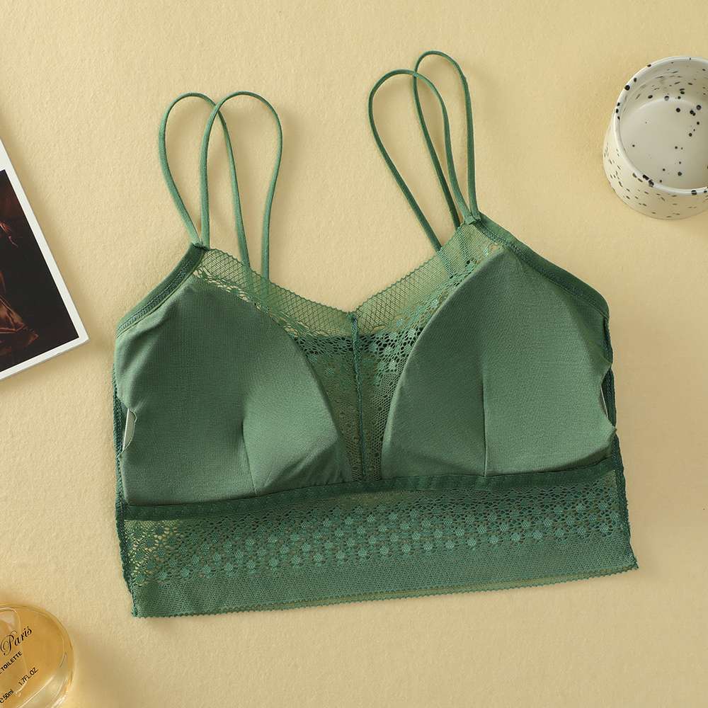 Ladies' lace, beautiful back bra with sequined straps undefined