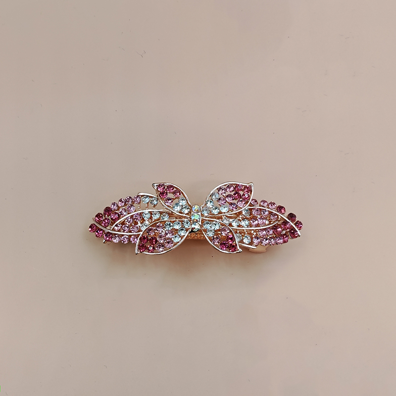 新年红色鲨鱼夹鸭嘴夹发饰发夹发合金材质时尚百搭发饰品彩色水钻发夹