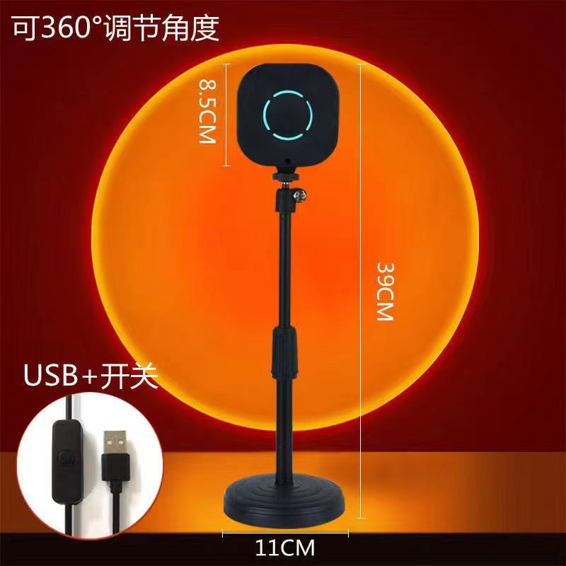 sunset lamp floor lamp living room bedroom sun does not fall room atmosphere photo lamp projection lamp sunset red net red style Application Scenario