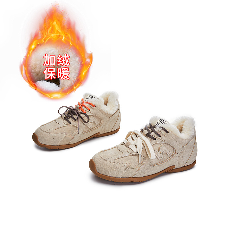 new wool cortez women's 2025 autumn and winter flat sports german training shoes casual fleece-lined women's shoes versatile shoes women's Item Picture