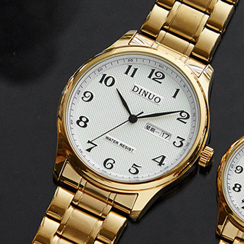 dinuo new watch wholesale steel band dinuo men's and women's watch double calendar digital quartz couple's watch 8015 Specification drawing