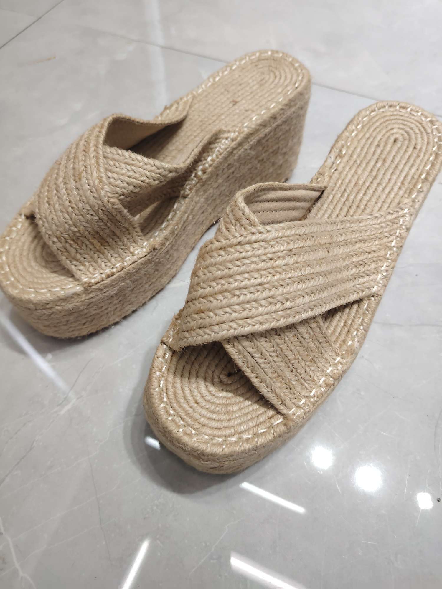 藤编织家居鞋亚麻拖鞋舒适透气休闲鞋夏季情侣款鞋子免穿鞋轻便鞋款