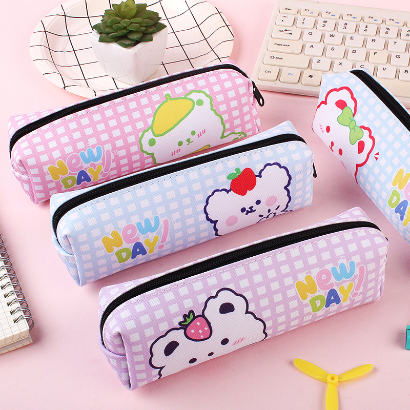 cartoon large capacity pencil case ins cute bear stationery box creative multifunctional zipper pupils' stationery bag full figure