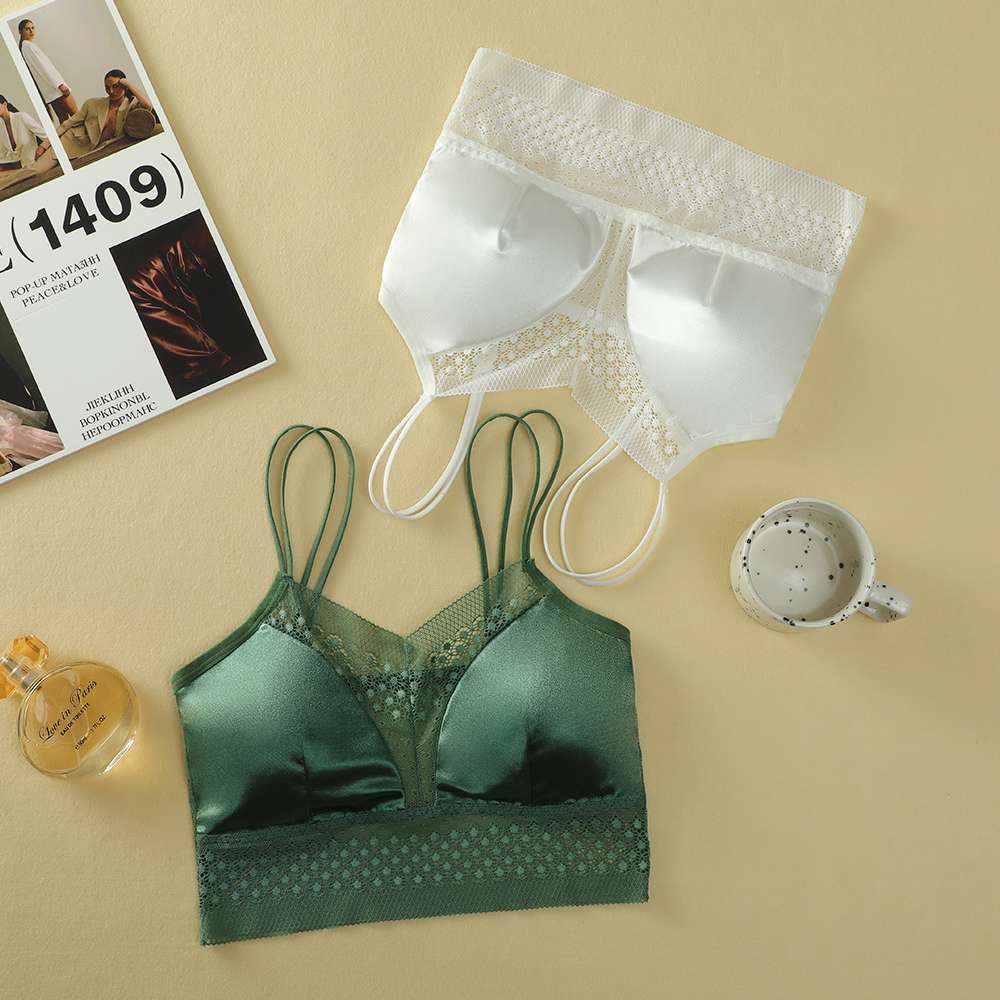 Ladies' lace, beautiful back bra with sequined straps undefined