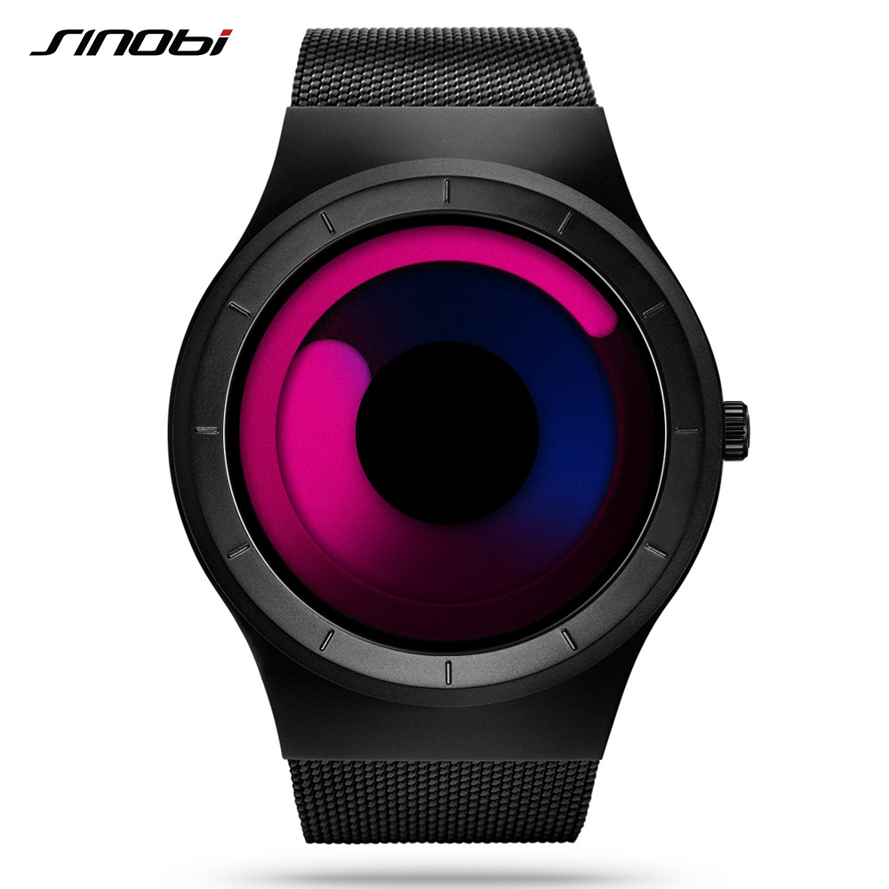 sinobi couple watch trendy contrast color creative needle-free vortex concept watch quartz watch men's cross-border 9659 Specification drawing