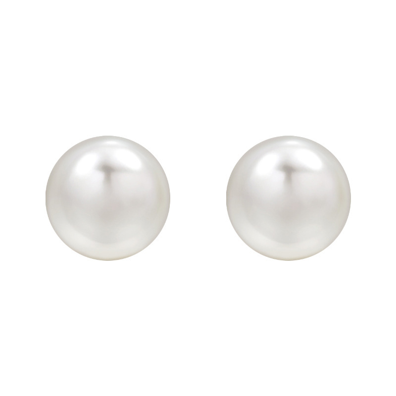 shijia bread flour light milky white pearl stud earrings light luxury high-grade sterling silver needle cold style pearl earrings wholesale Item Picture