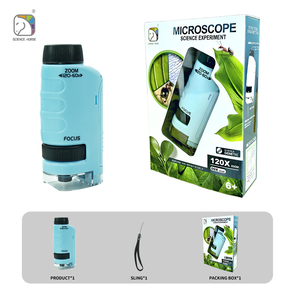 xuema portable microscope upgraded 3-in-1 set double light source experiment micro object plate specimen toy full figure