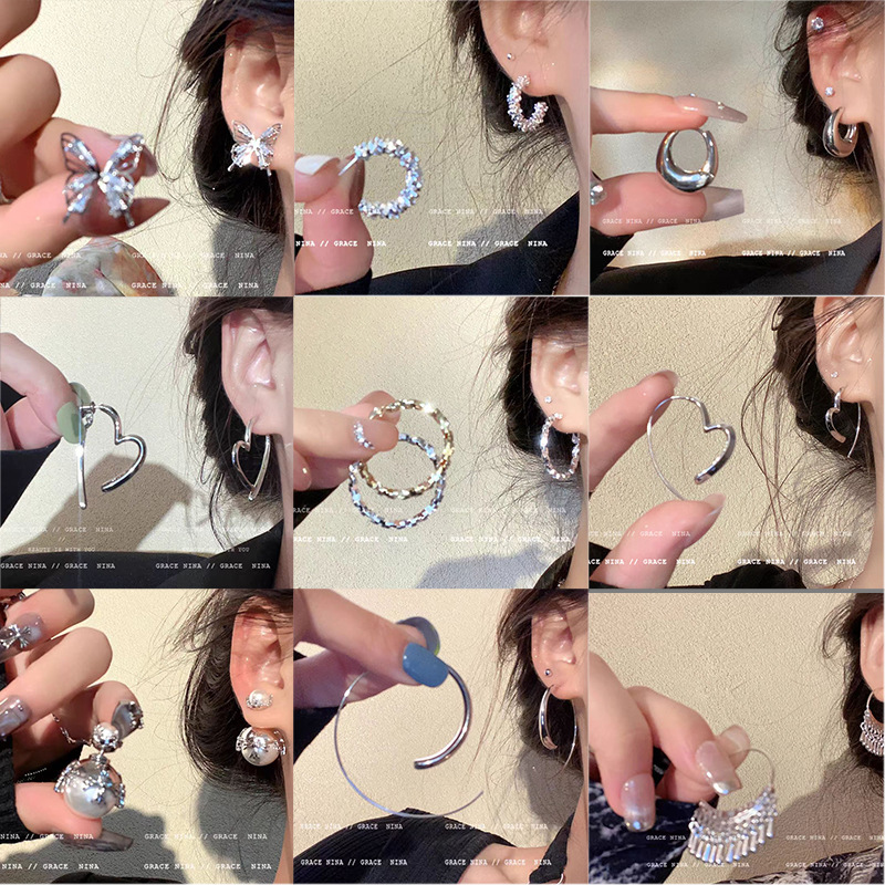 925 silver needle pearl zircon stud earrings for women fashionable temperamental all-match high sense minimalist design earrings eardrops full figure