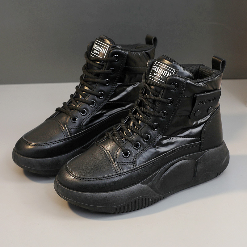 yb6060 new women's shoes cotton-padded shoes 2023 spring and autumn mid-top breathable increased platform sneakers casual shoes down cloth Item Picture