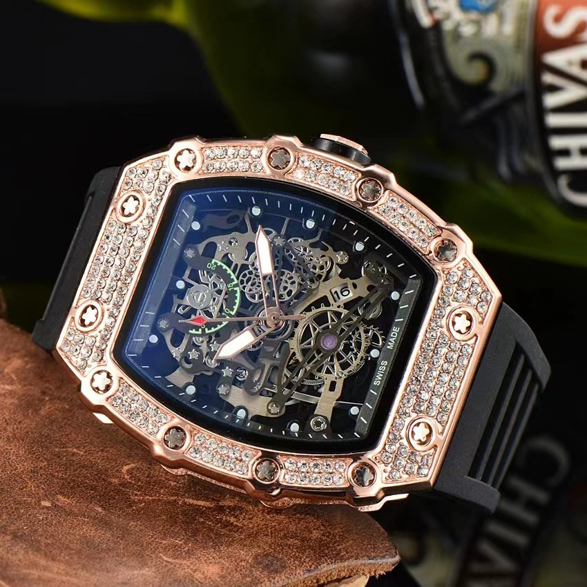 new richard cross-border hot selling mechanical style barrel-shaped hollow luminous waterproof men's watch sports Application Scenario