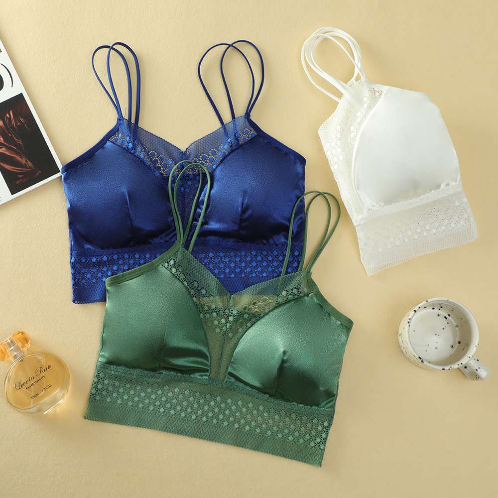 Ladies' lace, beautiful back bra with sequined straps undefined