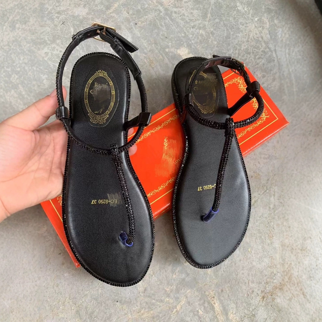 cross-border african popular women's rc rhinestone sandals outer wear flip-flops womensandals comfortable all-match details Picture