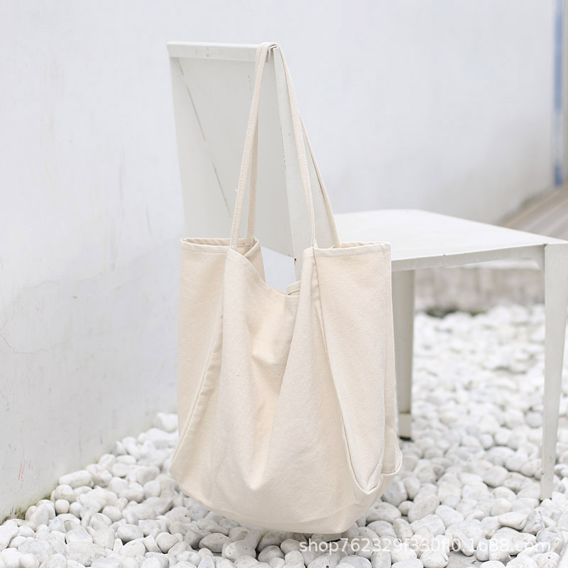 japanese ins large capacity canvas reticule commuter shopping bag cloth bag korean solid color tote bag idle style full figure