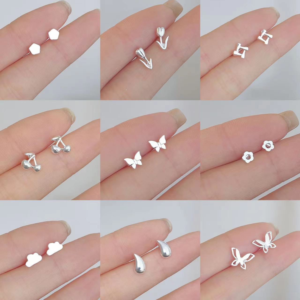 925 silver stud earrings for female students minority simple design high-grade earrings 2023 new trendy ins style earrings full figure